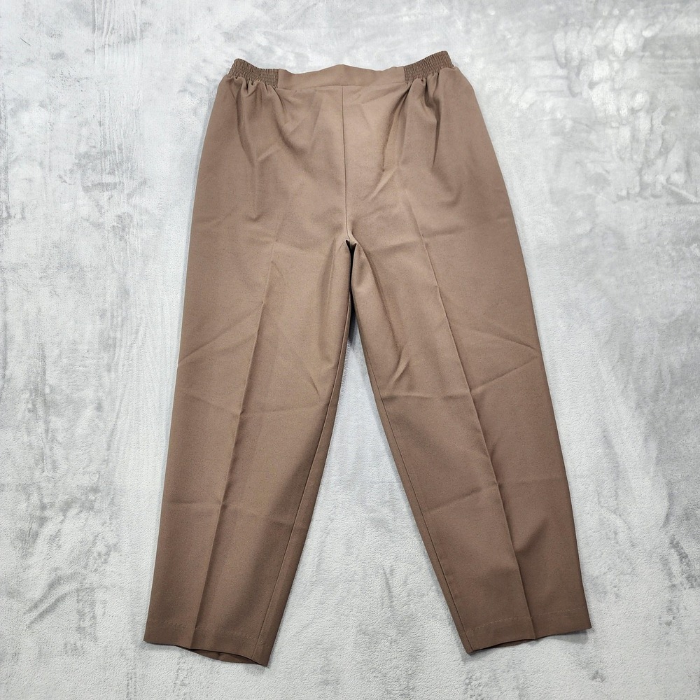 Vintage Sears Just For Women Pants Womens 24WP PETITE Brown Pull On Dress Twill